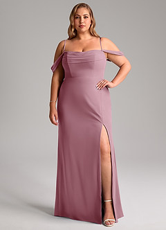Azazie Saige Bridesmaid Dresses Vintage Mauve A-Line Off the Shoulder Chiffon Convertible Dress image13