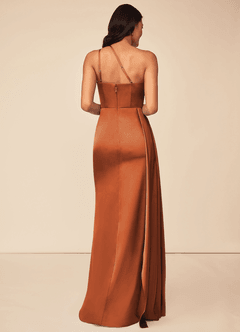 Azazie Maron Brautjungfernkleider A-Linie Eine Schulter Stretch-Satin Kleid Kanel image2