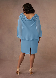 Azazie Carmela Mother of the Bride Dresses Steel Blue Sheath Lace Chiffon Dress image11