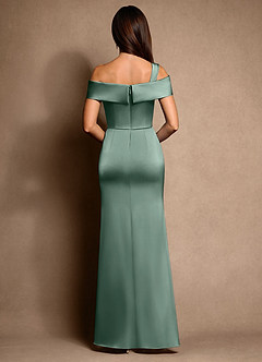 Azazie Altonia Moeder van de bruid jurken Zeemeermin Jurk van Stretch Satijn Off the Shoulder Eucalyptus image3