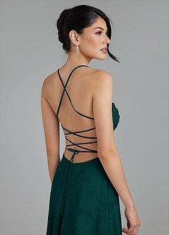 Azazie Tatum Robes de demoiselle d'honneur Robe Trapèze en Blumen-Burnout Corset Vert Pin image10