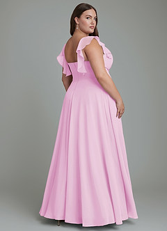 Azazie Leilani Bridesmaid Dresses Candy Pink A-Line Pleated Chiffon Dress image7