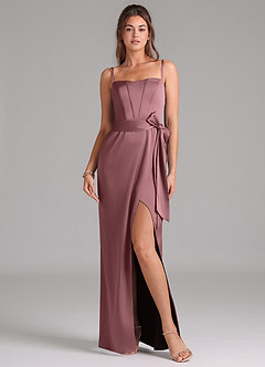 Azazie Jamie Bridesmaid Dresses Vintage Mauve A-Line Strapless Stretch Satin Convertible Dress image8