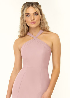 Azazie Rue Brautjungfernkleider A-Linie Halter Chiffon Kleid Puderrosa image6