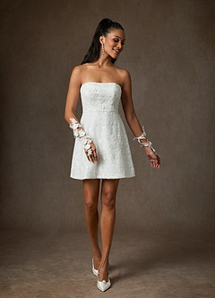 Azazie Atila Wedding Dresses Diamond White A-Line Lace Dress image3