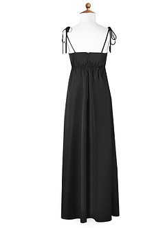 Azazie Violeta Vestido de Negro de Stretch Satin de Acampanado con Lazo image6