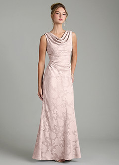 Azazie Kieryn Bridesmaid Dresses Blushing Pink Mermaid Pleated Floral Burnout Dress image10