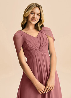 Azazie Emma Junior Robe Trapèze en Mousseline de soie Plissée Améthyste image7