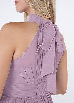 Azazie Iman Robes de demoiselle d'honneur Robe Trapèze en Mousseline de soie Ligne A froncée Glycine image7
