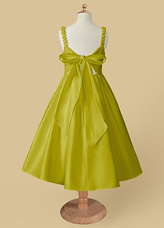 Azazie Cutie Pie Flower Girl Dresses Lemongrass A-Line Pleated Matte Satin Dress image5