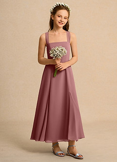 Azazie Tater Junior Formal Flower Girl Klänningar Klä A-Line i Chiffong Plisserad image5