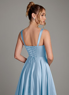 Azazie Azaria Bridesmaid Dresses Powder Blue A-Line Corset Stretch Satin Dress image2