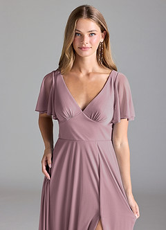 Azazie Kimber Final Sale Agave A-Line with Pockets Mesh Dress image12