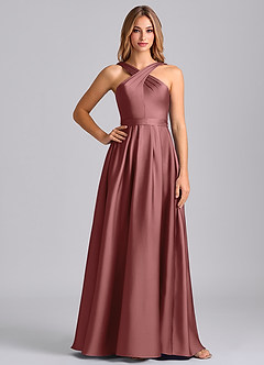 Azazie Dixie Robes de demoiselle d'honneur Robe Trapèze en Satin extensible Plissée Améthyste image3