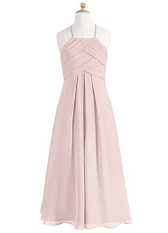 Azazie Ginger Junior Blushing Pink A-Line Pleated Chiffon Dress image7
