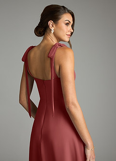 Azazie Debra Bridesmaid Dresses Terracotta A-Line with Pockets Chiffon Convertible Dress image9