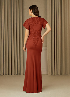 Azazie Adonna Mother of the Bride Dresses Rust Mermaid Lace Dress image3