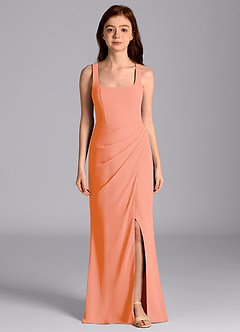 Azazie Mero Junior Meerjungfrau-Linie Plissee Chiffon Kleid Sonnenuntergang image4