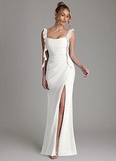 Azazie Jessamine Bridesmaid Dresses White Mermaid Corset Chiffon Dress image4