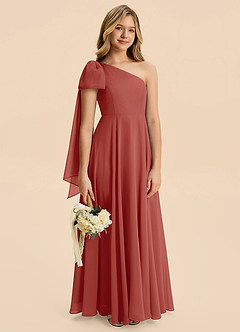 Azazie Averie Junior Terracotta A-Line Pleated Chiffon Dress image6