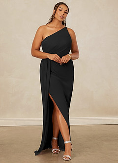 Christian Siriano Bridal for Azazie 1003 Bridesmaid Dresses Black Sheath One Shoulder Chiffon Dress image8