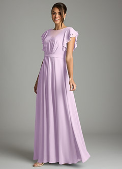 Azazie Daphne Modest Bridesmaid Dresses A-Line Ruffled Chiffon Floor-Length Dress image3