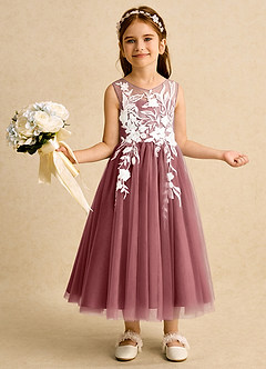 Azazie Sundae Blumenmädchenkleider Ballkleid Spitze Kleid Amethyst image1