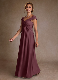 Azazie Myrtle Mother of the Bride Dresses Sangria A-Line Pleated Chiffon Dress image4