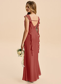 Azazie Cindy Junior Terracotta A-Line Ruched Chiffon Dress image2