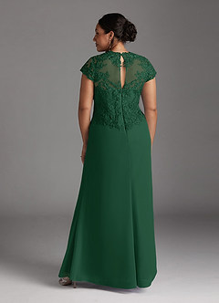 Azazie Junie Mother of the Bride Dresses Dark Green A-Line Lace Chiffon Dress image8