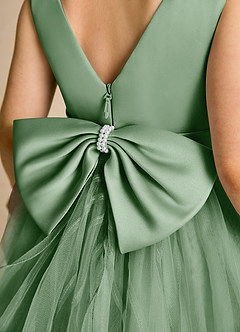 Azazie Pear Flower Girl Dresses Matcha Ball-Gown Bow Tulle Dress image6