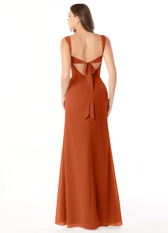 Azazie Audre Vestidos de damas de honor Vestido de Naranja Quemada de Gasa de Corte Sirena con Plisado image2