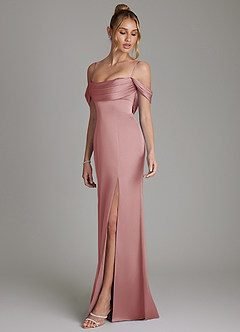 Azazie Nira Bridesmaid Dresses Dusty Rose Mermaid Corset Stretch Satin Dress image6