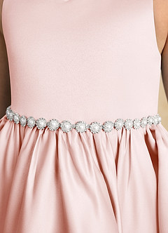 Azazie Julietta Flower Girl Dresses Blushing Pink Ball-Gown Convertible Tulle Dress image10