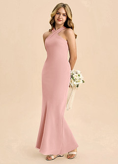 Azazie Doretta Junior Rosette Sheath Pleated Chiffon Dress image1