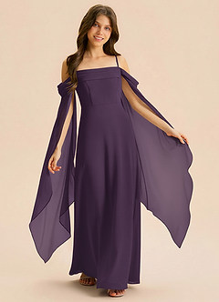 Azazie Moana Junior Linia A Pofałdowany Szyfon Długość podłogi Młodsza druhna Sukienka image1