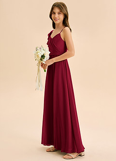 Azazie Kelsea Junior Klä av A-Line i Chiffong Rynkad image4