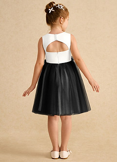 Azazie Louisa Flower Girl Dresses Ivory Black A-Line Sleeveless Tulle Dress image2