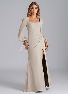 Azazie Leigh Bridesmaid Dresses Frost Mermaid Long Sleeve Chiffon Dress image6