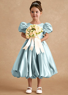Azazie Jellybean Mist Ball-Gown Ruched Matte Satin Dress | Azazie