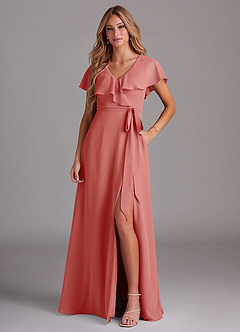 Azazie Lainey Abiti da Damigella Abito A-Line in Chiffon Con Tasche Rosa Antica image1