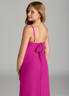 Azazie Mai Junior Vestido de Fucsia de Gasa de Recto con Plisado image6