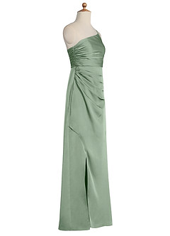 Azazie Eren Junior Matcha Sheath Pleated Stretch Satin Dress image6