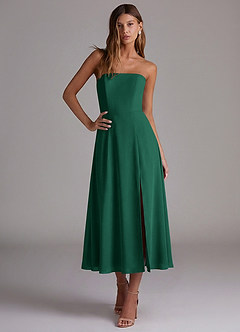 Azazie Wren Bridesmaid Dresses Emerald A-Line Strapless Chiffon Dress image4