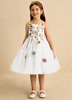 Azazie Osea vestidos de niña de las flores Vestido de Marfil de Tul de Princesa con Plisado image4