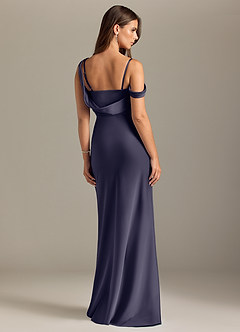 Azazie Madelyn Bridesmaid Dresses Stormy Mermaid Off the Shoulder Stretch Satin Convertible Dress image2