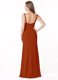 Azazie Salma Bridesmaid Dresses Paprika Sheath Side Slit Chiffon Dress image2