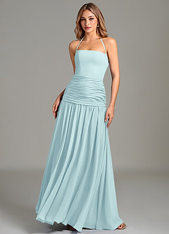 Azazie Vashti Bridesmaid Dresses Sea Glass A-Line Chiffon Dress image1