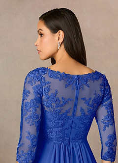 Azazie Hayek Mother of the Bride Dresses Royal Blue A-Line V-Neck Lace Chiffon Dress image5
