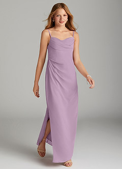 Azazie Mai Junior Wisteria Sheath Pleated Chiffon Dress image4